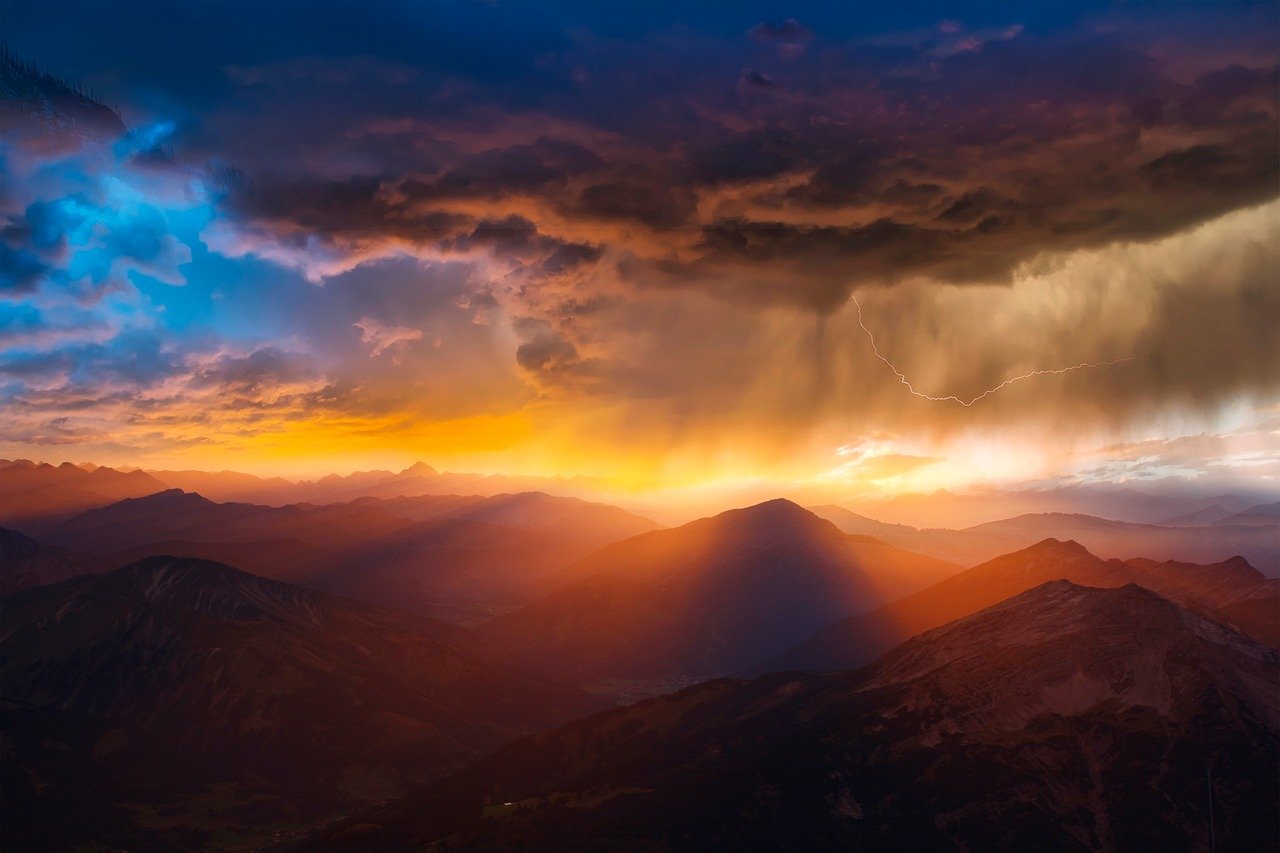 mountains, sunset, storm, weather, clouds, ray, darling, rain, lighting, nature, landscape-9504977.jpg